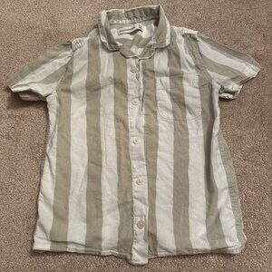 Abercrombie Kids 5/6 button down short sleeve stripe shirt white & light greyish
